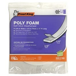 Poly Foam Weatherseal Tape, 3/8W x 1/4-In. T x 17-Ft.