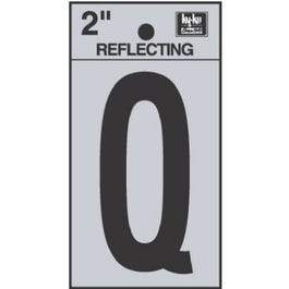 Address Letters, Q, Reflective Black/Silver Vinyl, Adhesive, 2-In.