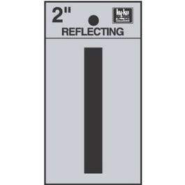 Address Letters, I, Reflective Black/Silver Vinyl, Adhesive, 2-In.