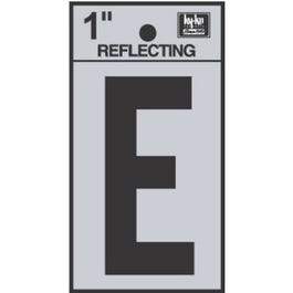 Address Letters, E, Reflective Black/Silver Vinyl, Adhesive, 1-In.
