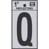 Address Letters, Q, Reflective Black/Silver Vinyl, Adhesive, 1-In.