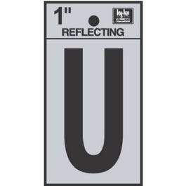 Address Letters, U, Reflective Black/Silver Vinyl, Adhesive, 1-In.