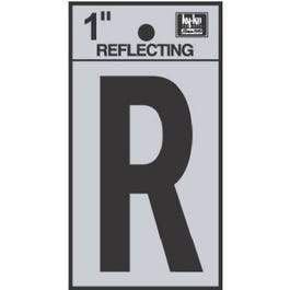 Address Letters, R, Reflective Black/Silver Vinyl, Adhesive, 1-In.