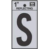 Address Letters, S, Reflective Black/Silver Vinyl, Adhesive, 1-In.