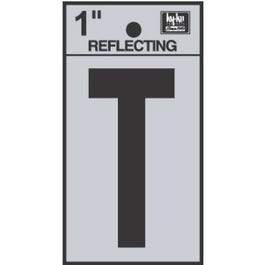 Address Letters, T, Reflective Black/Silver Vinyl, Adhesive, 1-In.