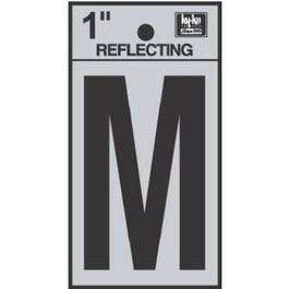 Address Letters, M, Reflective Black/Silver Vinyl, Adhesive, 1-In.