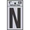 Address Letters, N, Reflective Black/Silver Vinyl, Adhesive, 1-In.