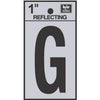 Address Letters, G, Reflective Black/Silver Vinyl, Adhesive, 1-In.