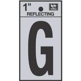 Address Letters, G, Reflective Black/Silver Vinyl, Adhesive, 1-In.