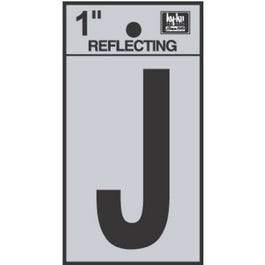 Address Letters, J, Reflective Black/Silver Vinyl, Adhesive, 1-In.