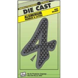 House Address Number 4, Black Die-Cast Aluminum, 4.5-In.