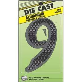 House Address Number 9, Black Die-Cast Aluminum, 4.5-In.