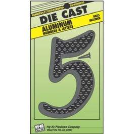 House Address Number 5, Black Die-Cast Aluminum, 4.5-In.