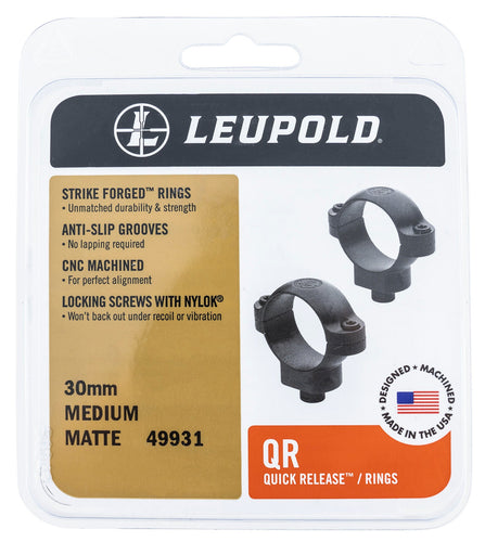 Leupold 49933 Quick Release Rings Leupold Quick Release Base 30mm High Black Matte