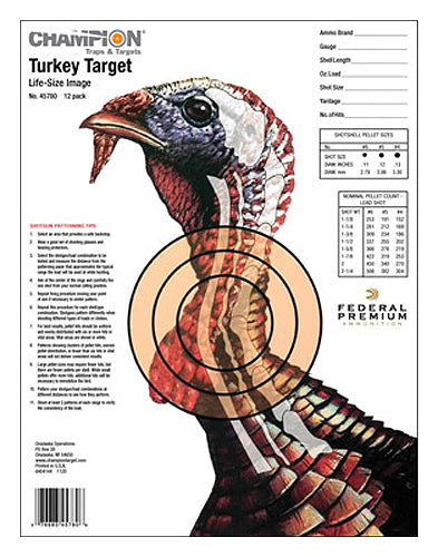 Champion Targets 45780 Life Size  Hanging Paper 11 x 16 Turkey White 12 Per Pack