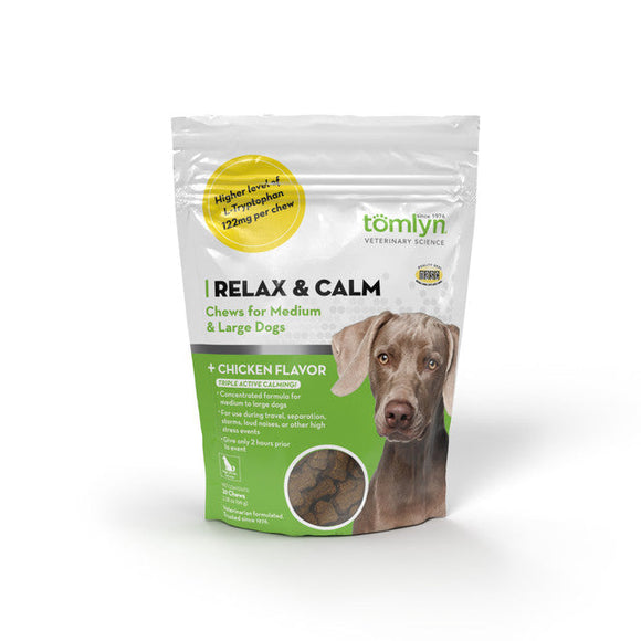 Tomlyn Relax & Calm Chicken-Flavored Chew for Medium & Large Dogs (30 Chews)