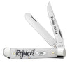 Case Religious Sayings Rejoice Embellished Smooth Natural Bone Mini Trapper (Natural Bone - Rejoice)