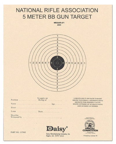Daisy 408 NRA 5-Meter Target  Bullseye Hanging Paper Air Gun Target 50 Per Pack
