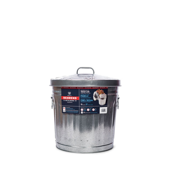 Behrens Manufacturing 10 Gallon Galvanized Steel Trash Can with Lid (10 Gallon)