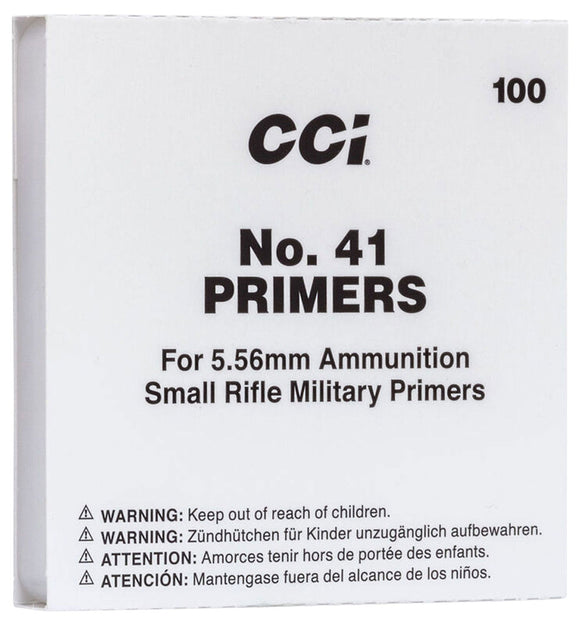 CCI 0001 Mil-Spec No. 41 Small Rifle Primers 5.56x45mm NATO 100 Per Box 10 Boxes Per Case Total 1000