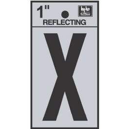 Address Letters, X, Reflective Black/Silver Vinyl, Adhesive, 1-In.