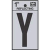 Address Letters, Y, Reflective Black/Silver Vinyl, Adhesive, 1-In.