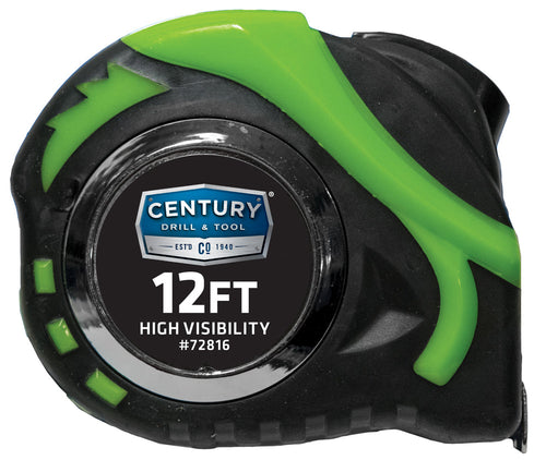 Century Drill And Tool Tape Measure High Visibility 12ft Length 1/2″ Blade Width (12' X 1/2)