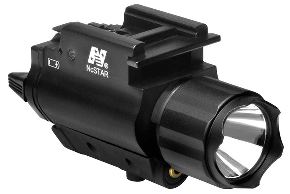 NCStar AQPFLS Flashlight/Laser  Red Laser 200 Lumens Universal w/Accessory Rail 635-655 nm Wavelength