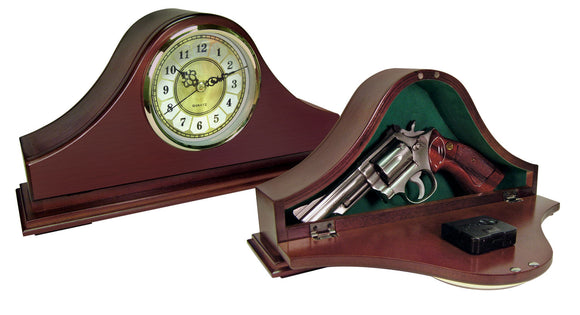 Peace Keeper MGC Mantle Gun Clock Personal Vault Magnetic Latch Front Panel Wood Mahogany