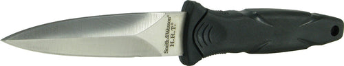 BTI Tools LLC SWHRT3 S&W Military Boot Knife 3.50 Spear Point Plain 7Cr17 Stainless Steel FRN Black Handle Fixed