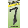 Address Numbers, 7, Black Plastic, Nail-In, 4-In.