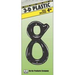 Address Numbers, 8, Black Plastic, Nail-In, 4-In.