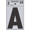 Address Letter, A, Black Reflective Vinyl, Adhesive, 3-In.