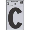 Address Letters, C, Reflective Black/Silver Vinyl, Adhesive, 3-In.