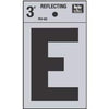 Address Letters, E, Reflective Black/Silver Vinyl, Adhesive, 3-In.