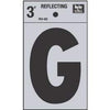 Address Letters, G, Reflective Black/Silver Vinyl, Adhesive, 3-In.
