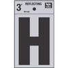 Address Letters, H, Reflective Black/Silver Vinyl, Adhesive, 3-In.
