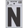 Address Letters, N, Reflective Black/Silver Vinyl, Adhesive, 3-In.