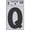 Address Letters, Q, Reflective Black/Silver Vinyl, Adhesive, 3-In.