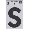 Address Letters, S, Reflective Black/Silver Vinyl, Adhesive, 3-In.
