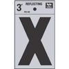 Address Letters, X, Reflective Black/Silver Vinyl, Adhesive, 3-In.