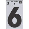 Address Number, 6, Reflective, Black Vinyl Adhesive, 3-In.