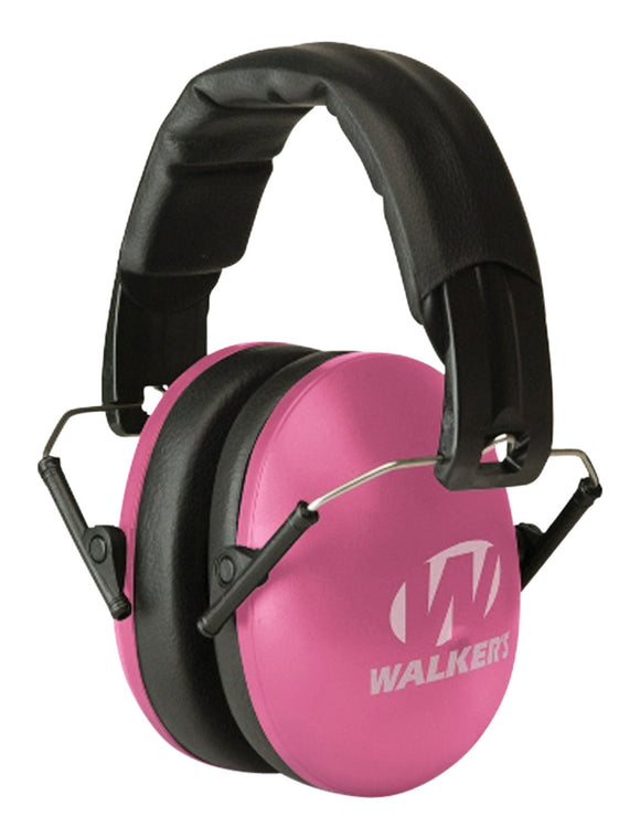 Walkers GWPYWFM2PNK Folding Muff Youth & Women Polymer 27 dB Over the Head Pink Ear Cups w/Black Band