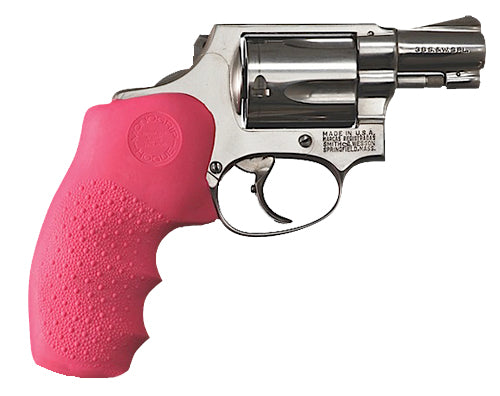 Hogue 60007 Monogrip with Finger Grooves Grip S&W J Frame w/Round Butt Rubber Pink