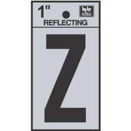 Address Letters, Z, Reflective Black/Silver Vinyl, Adhesive, 1-In.