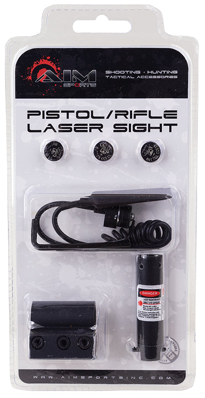 Aim Sports LH002 Pistol/Rifle  Red Laser 5mW Universal w/Accessory Rail 635/655 nm Wavelength