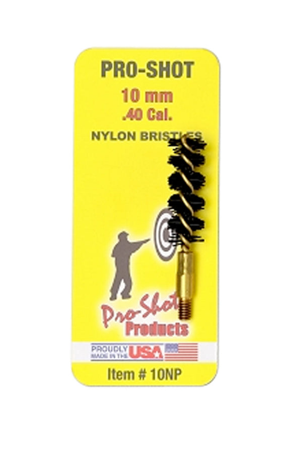 Pro-Shot 10NP Nylon Bore Brush  .40 Cal,10mm Pistol 8-32 1.75