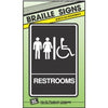 Braille Sign, Restroom, Peel & Stick, 6 x 9-In.