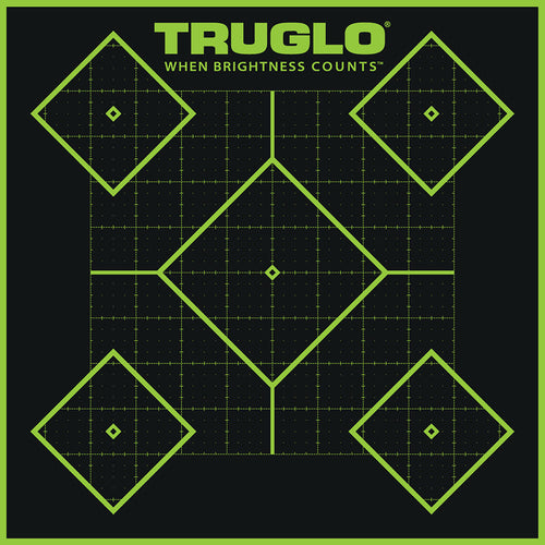 Truglo TG14A6 Tru-See  Self-Adhesive Paper 12 x 12 5-Diamond Black Target Paper w/Green Accents 6 Per Pack