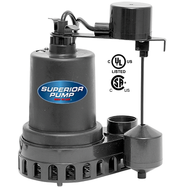 Superior Pump Thermoplastic Sump Pump with Vertical Float Switch, 1/3 HP (1/3 HP)
